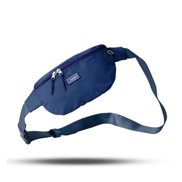 Foldie Navy Blue RFID Safe Waist Pack With Lockable Zipper & Cut-Resistant Strap - Picture 1 of 4